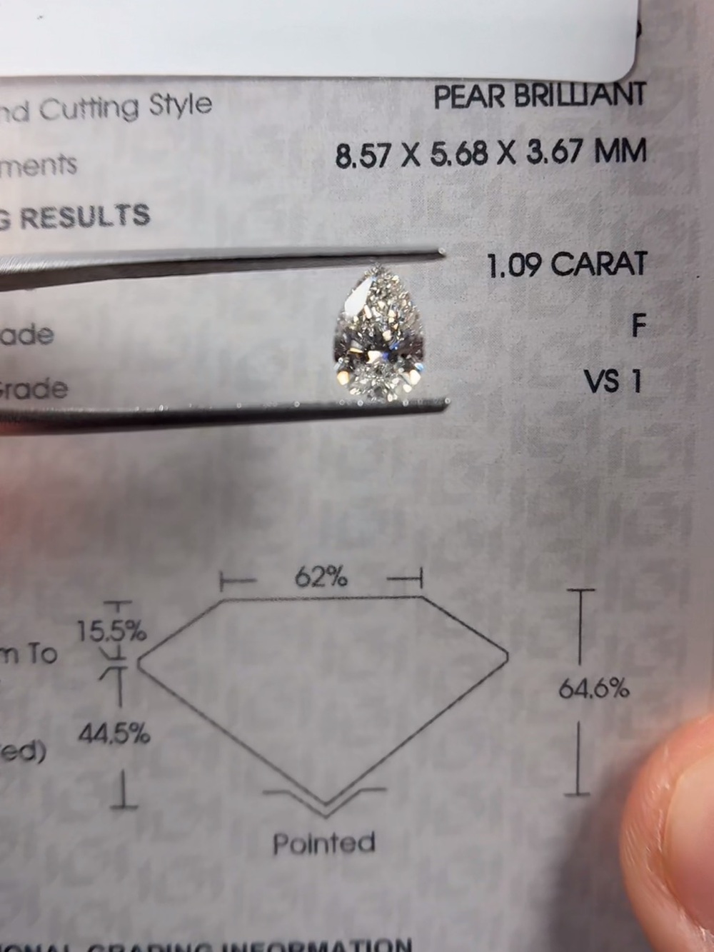 Pear Brilliant Pear-Cut Diamond 1.09 Carat - Sparkling White